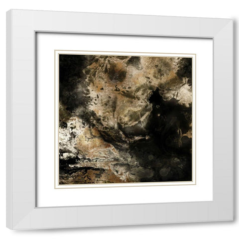 Gold Marbled Abstract II White Modern Wood Framed Art Print with Double Matting by PI Studio