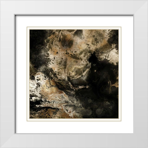 Gold Marbled Abstract II White Modern Wood Framed Art Print with Double Matting by PI Studio