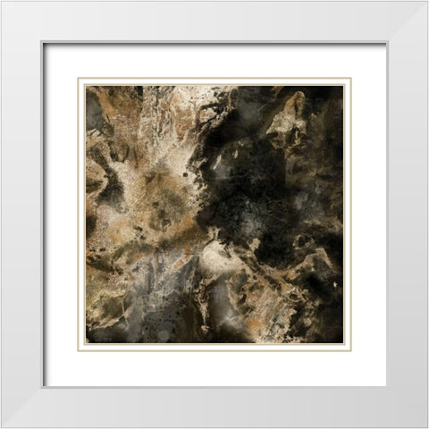 Gold Marbled Abstract III White Modern Wood Framed Art Print with Double Matting by PI Studio