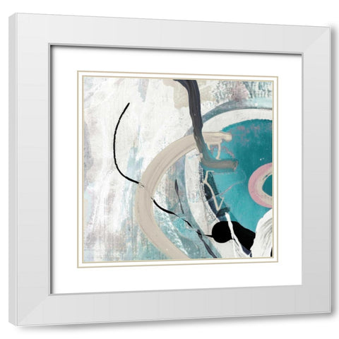 Tangled II Teal Version White Modern Wood Framed Art Print with Double Matting by PI Studio