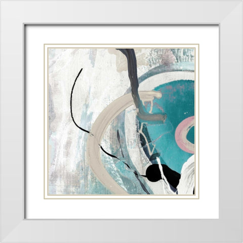 Tangled II Teal Version White Modern Wood Framed Art Print with Double Matting by PI Studio