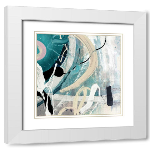Tangled III Teal Version White Modern Wood Framed Art Print with Double Matting by PI Studio
