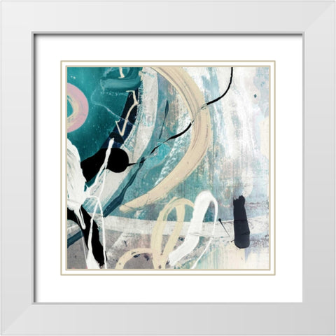 Tangled III Teal Version White Modern Wood Framed Art Print with Double Matting by PI Studio