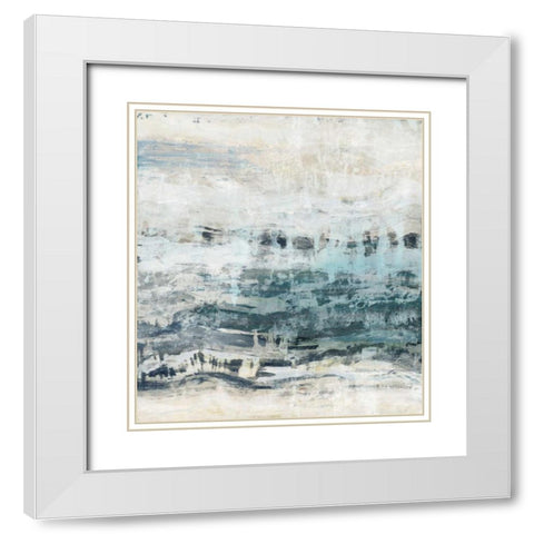 Black Waves White Modern Wood Framed Art Print with Double Matting by PI Studio