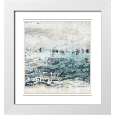 Black Waves White Modern Wood Framed Art Print with Double Matting by PI Studio