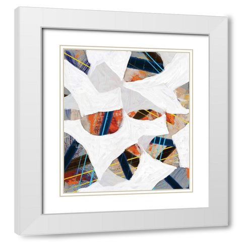 Cube Leaves I White Modern Wood Framed Art Print with Double Matting by PI Studio