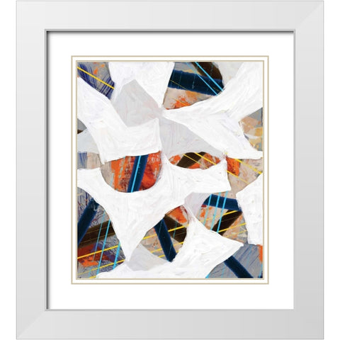 Cube Leaves I White Modern Wood Framed Art Print with Double Matting by PI Studio