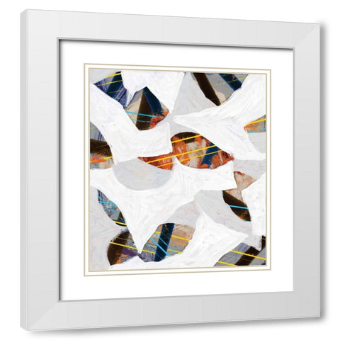 Cube Leaves II White Modern Wood Framed Art Print with Double Matting by PI Studio