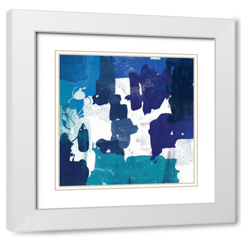 Block Paint I Blue Version White Modern Wood Framed Art Print with Double Matting by PI Studio