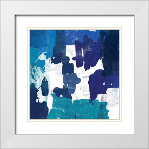 Block Paint I Blue Version White Modern Wood Framed Art Print with Double Matting by PI Studio