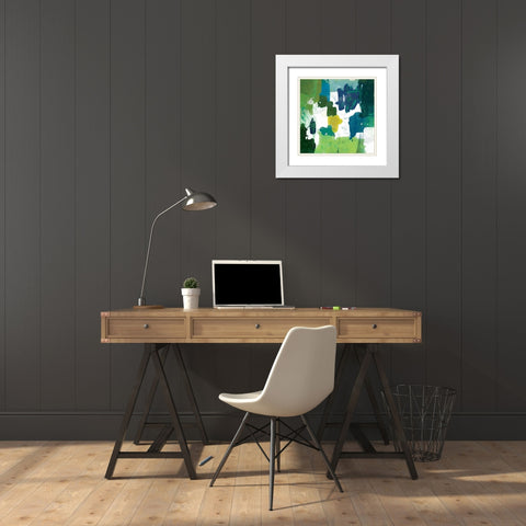 Block Paint I Green Version White Modern Wood Framed Art Print with Double Matting by PI Studio