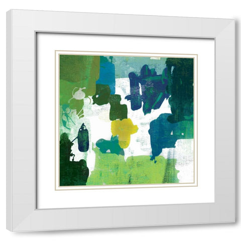 Block Paint I Green Version White Modern Wood Framed Art Print with Double Matting by PI Studio