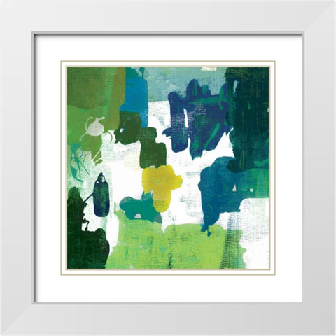 Block Paint I Green Version White Modern Wood Framed Art Print with Double Matting by PI Studio