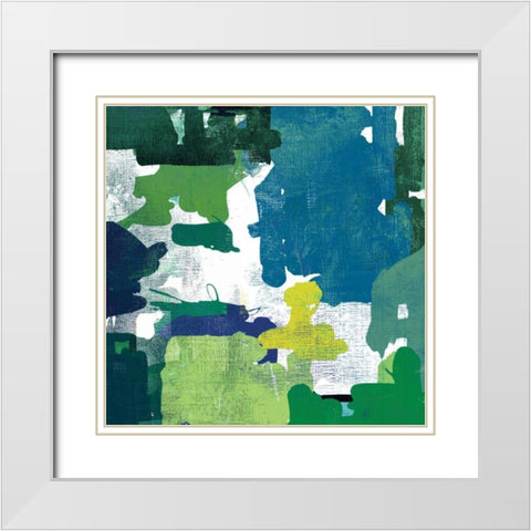 Block Paint II Green Version White Modern Wood Framed Art Print with Double Matting by PI Studio