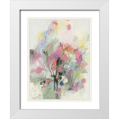 Pastel Floral I White Modern Wood Framed Art Print with Double Matting by PI Studio