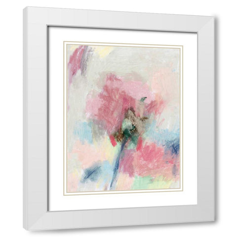 Pastel Floral II White Modern Wood Framed Art Print with Double Matting by PI Studio