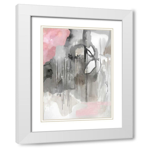 Muted Abstract White Modern Wood Framed Art Print with Double Matting by PI Studio