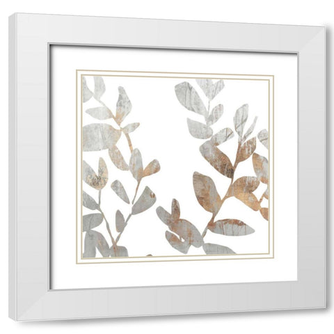 Marble Foliage I White Modern Wood Framed Art Print with Double Matting by PI Studio