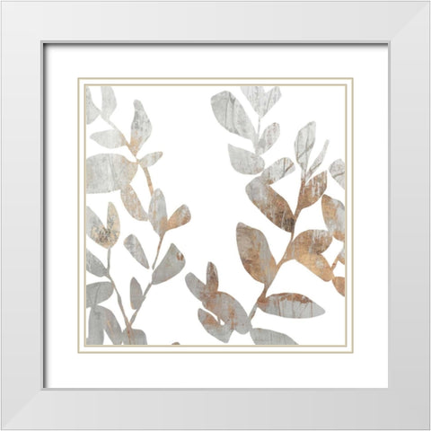 Marble Foliage I White Modern Wood Framed Art Print with Double Matting by PI Studio