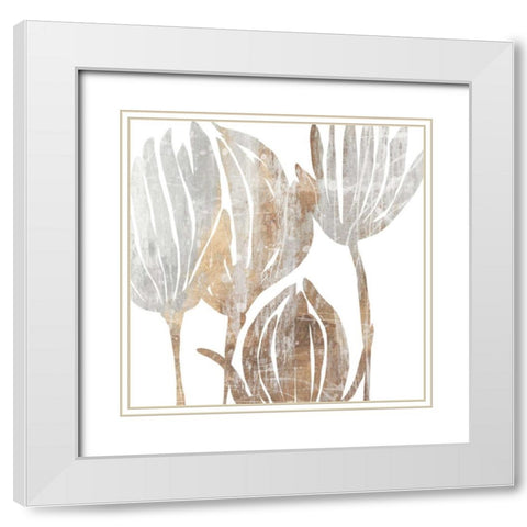 Marble Foliage III White Modern Wood Framed Art Print with Double Matting by PI Studio
