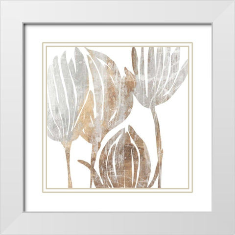 Marble Foliage III White Modern Wood Framed Art Print with Double Matting by PI Studio