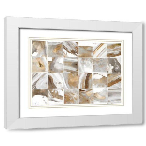 Marbled Tiles White Modern Wood Framed Art Print with Double Matting by PI Studio