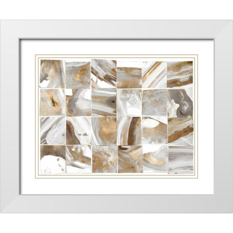 Marbled Tiles White Modern Wood Framed Art Print with Double Matting by PI Studio