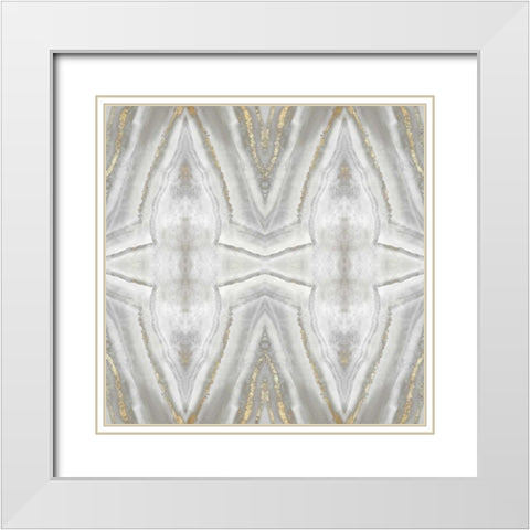 Neutral Kaleidoscope II White Modern Wood Framed Art Print with Double Matting by PI Studio