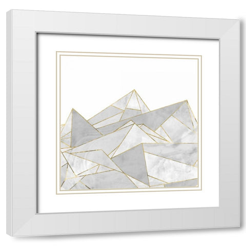 Marbled Geo Mountains I White Modern Wood Framed Art Print with Double Matting by PI Studio