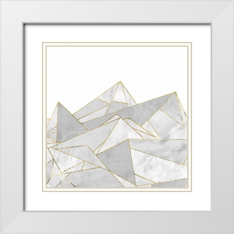 Marbled Geo Mountains I White Modern Wood Framed Art Print with Double Matting by PI Studio