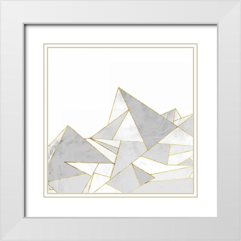 Marbled Geo Mountains II White Modern Wood Framed Art Print with Double Matting by PI Studio