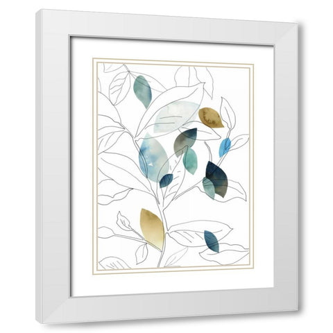 Frond I White Modern Wood Framed Art Print with Double Matting by PI Studio
