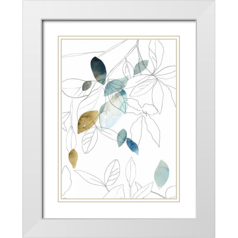 Frond II White Modern Wood Framed Art Print with Double Matting by PI Studio