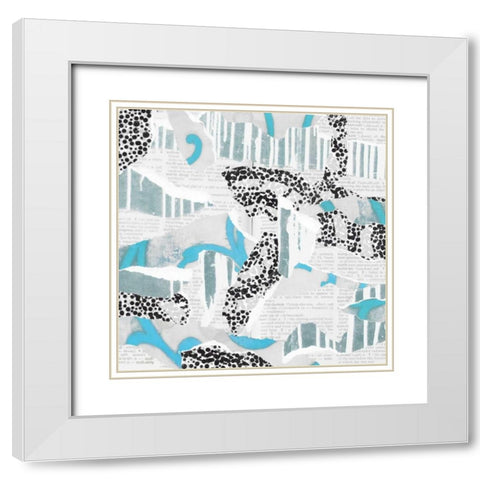 Ripped Collage White Modern Wood Framed Art Print with Double Matting by PI Studio