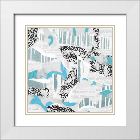 Ripped Collage White Modern Wood Framed Art Print with Double Matting by PI Studio