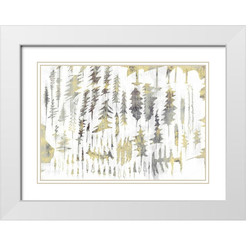 Tree Party White Modern Wood Framed Art Print with Double Matting by PI Studio