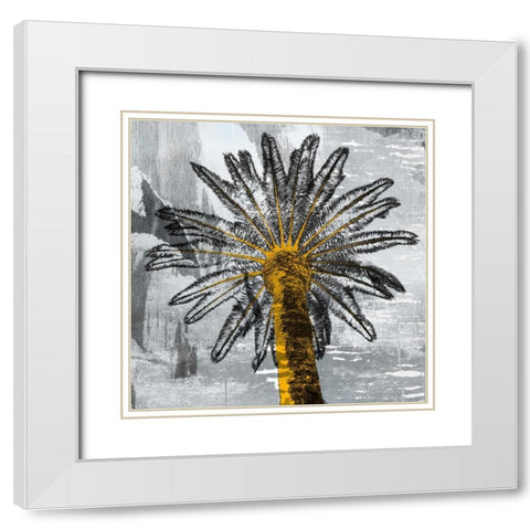 Palm Leaves White Modern Wood Framed Art Print with Double Matting by PI Studio