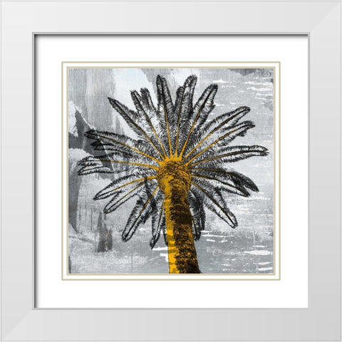 Palm Leaves White Modern Wood Framed Art Print with Double Matting by PI Studio