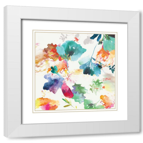 Glitchy Floral I White Modern Wood Framed Art Print with Double Matting by PI Studio