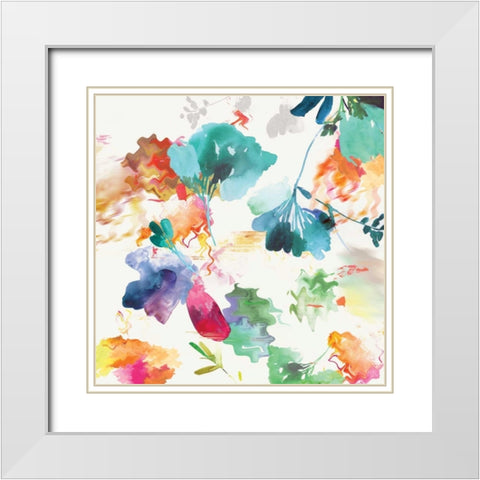 Glitchy Floral I White Modern Wood Framed Art Print with Double Matting by PI Studio