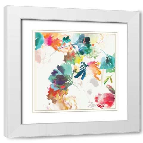 Glitchy Floral II White Modern Wood Framed Art Print with Double Matting by PI Studio