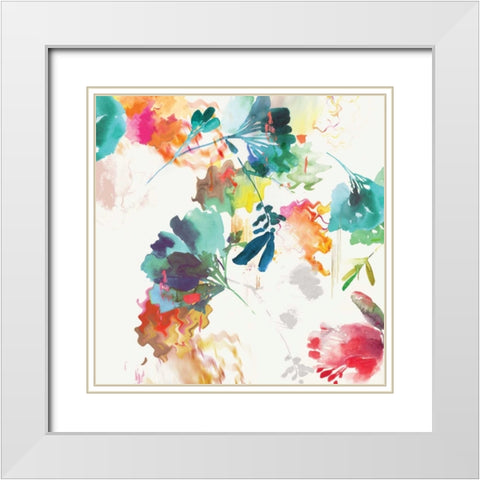 Glitchy Floral II White Modern Wood Framed Art Print with Double Matting by PI Studio