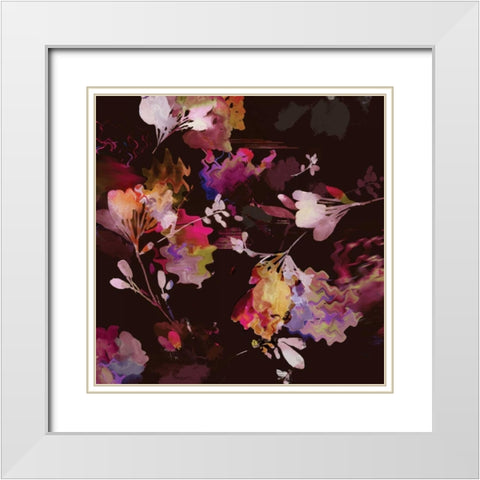 Glitchy Floral III White Modern Wood Framed Art Print with Double Matting by PI Studio