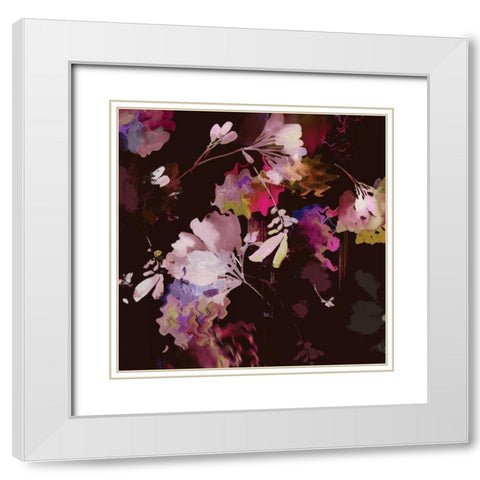 Glitchy Floral IV White Modern Wood Framed Art Print with Double Matting by PI Studio