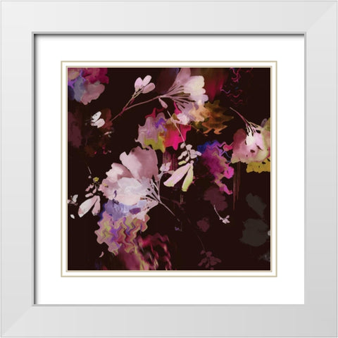 Glitchy Floral IV White Modern Wood Framed Art Print with Double Matting by PI Studio