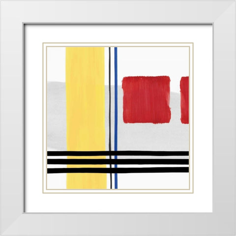 Lines I White Modern Wood Framed Art Print with Double Matting by PI Studio