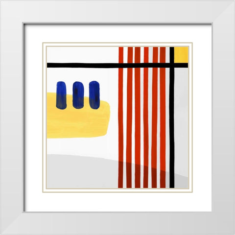 Lines II White Modern Wood Framed Art Print with Double Matting by PI Studio