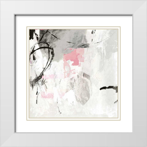 Gray Pink I White Modern Wood Framed Art Print with Double Matting by PI Studio