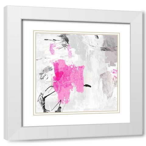 Gray Pink II White Modern Wood Framed Art Print with Double Matting by PI Studio