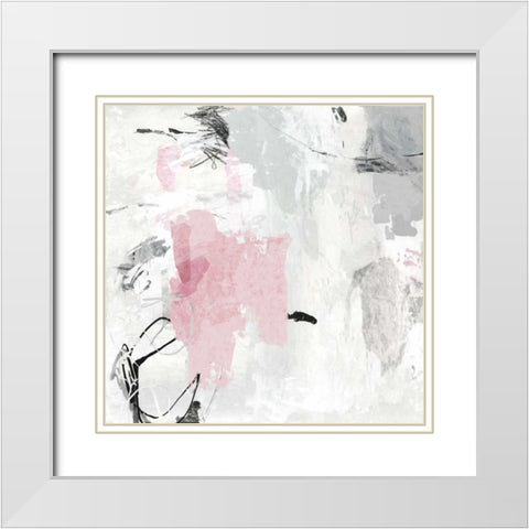 Gray Pink II White Modern Wood Framed Art Print with Double Matting by PI Studio